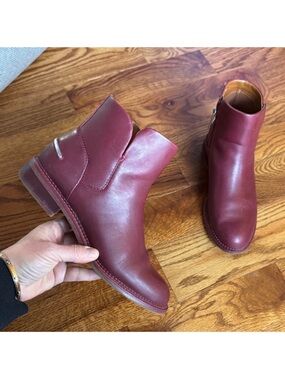 Franco Sarto Happily Leather Ankle Boots/Booties Sz 6.5 Wine Red side zipper